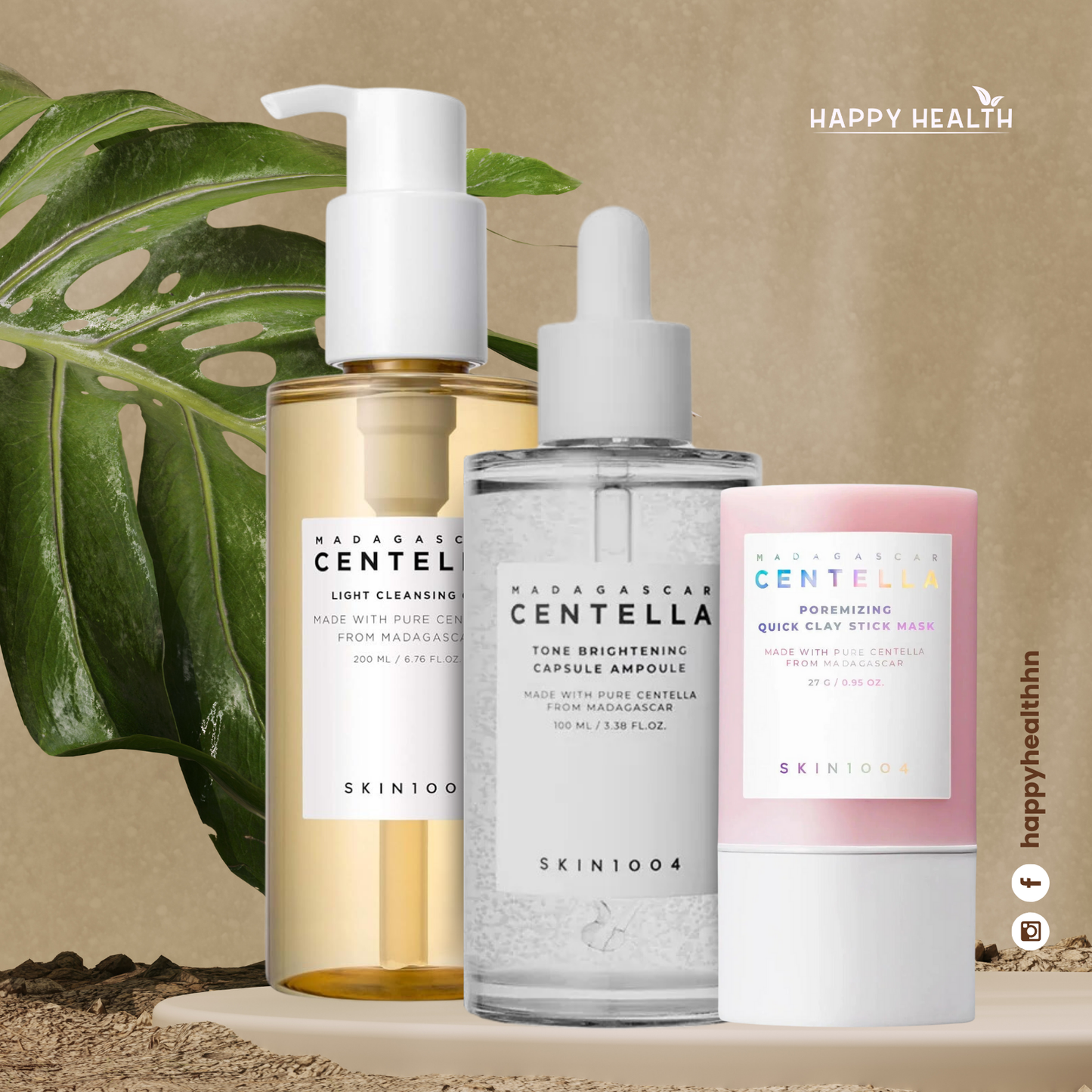 Skin 1004 - Set Viral de Tiktok - Aceite Limpiador + Mascarilla + Ampolla