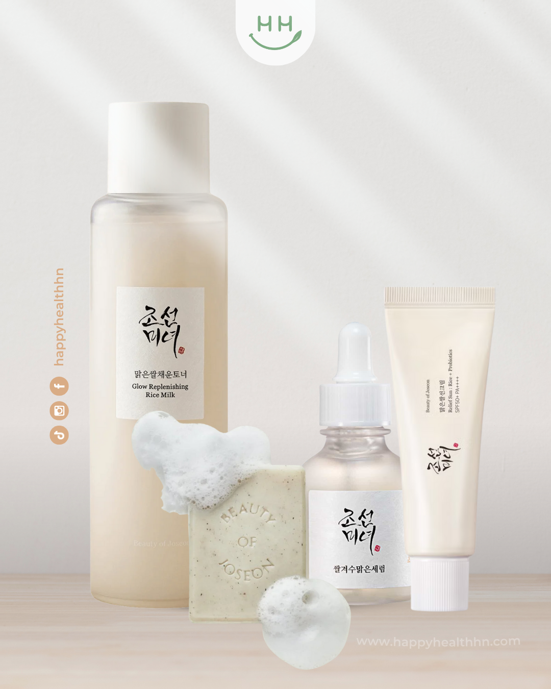 Kit Beauty of Joseon con jabón limpiador, tónico de arroz, sérum
iluminador y protector solar – cuidado coreano completo