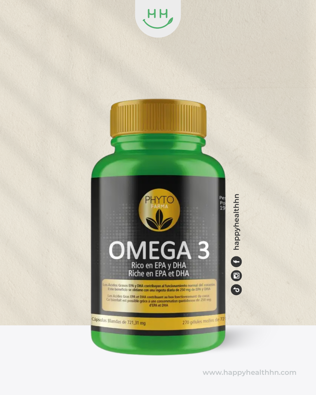 PhytoFarma Omega 3 cápsulas blandas con EPA y DHA para salud cardiovascular y cerebral