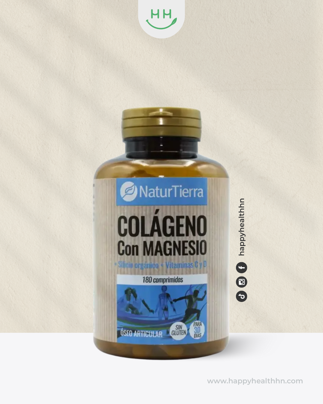 Suplemento NaturTierra Colágeno hidrolizado con Magnesio y Vitaminas C+D para articulaciones