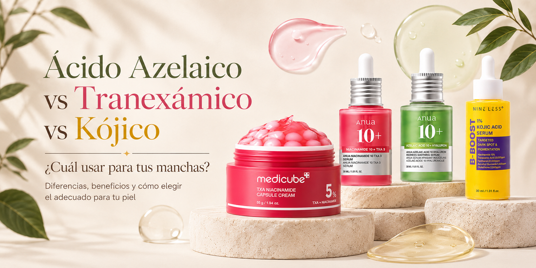 Ácido azelaico vs tranexámico vs kójico: cuál usar para tus manchas
