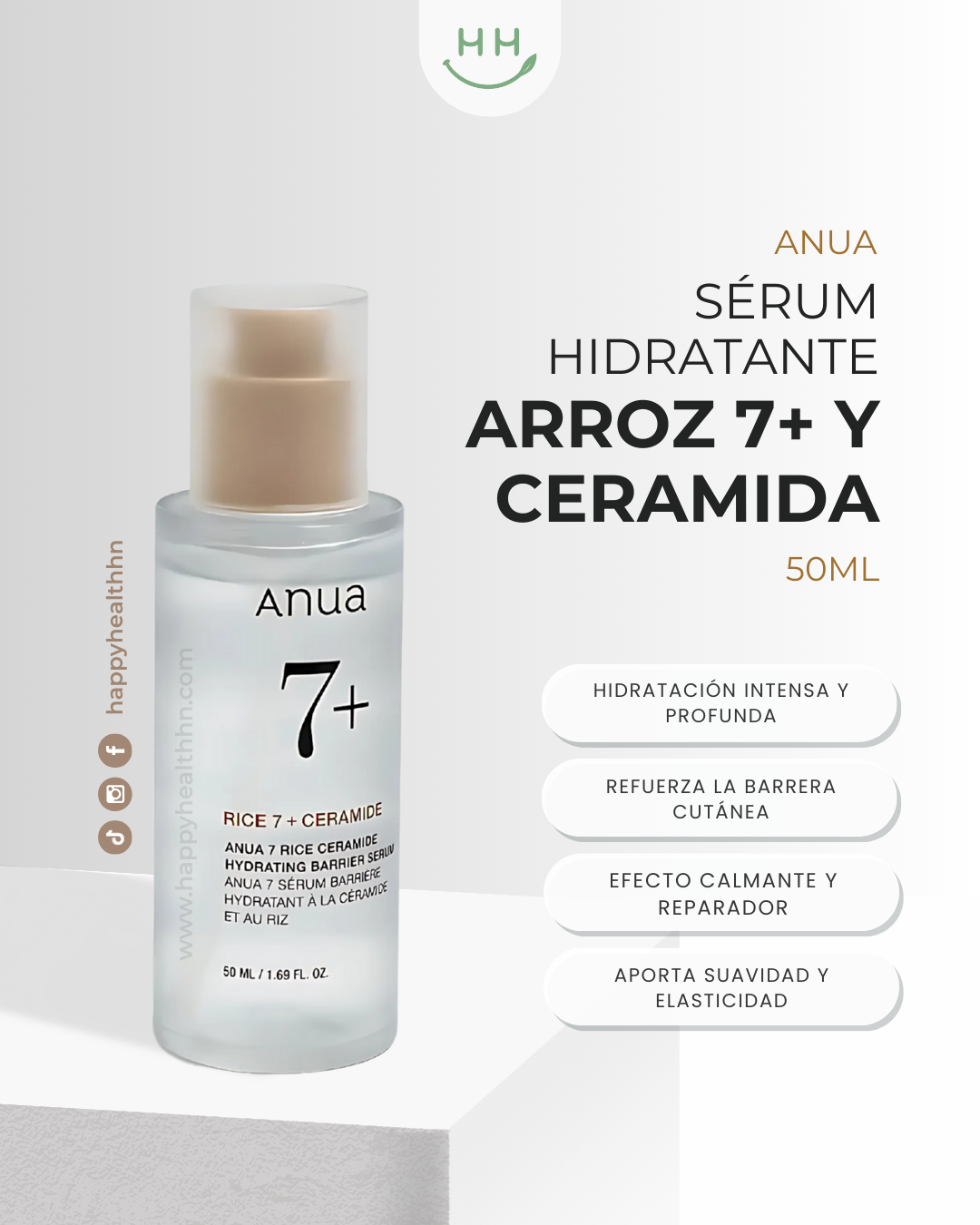 Anua – Serum Facial con Extracto de Arroz y 7 Ceramidas para Reparar, Hidratar y Proteger la Piel Sensible (50ml)