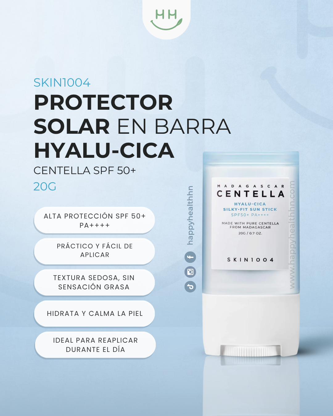 Skin1004 - Protector Solar en Barra Hyalu-Cica SPF50+ PA++++ (20g)