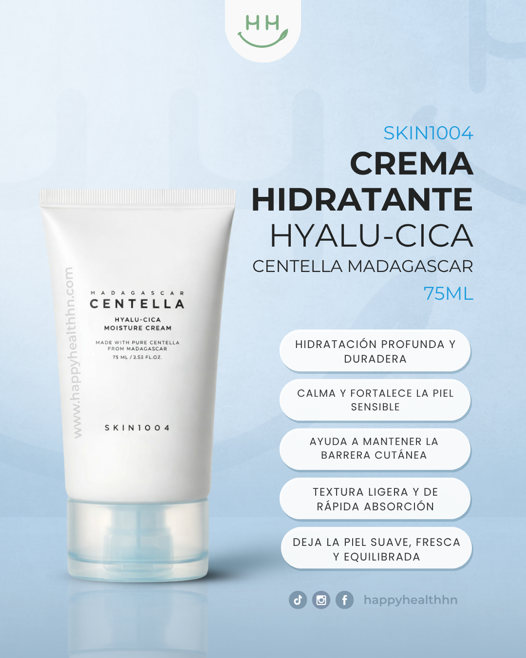 Skin1004 – Crema Hidratante Calmante Hyalu-Cica para Piel Sensible (75ml)