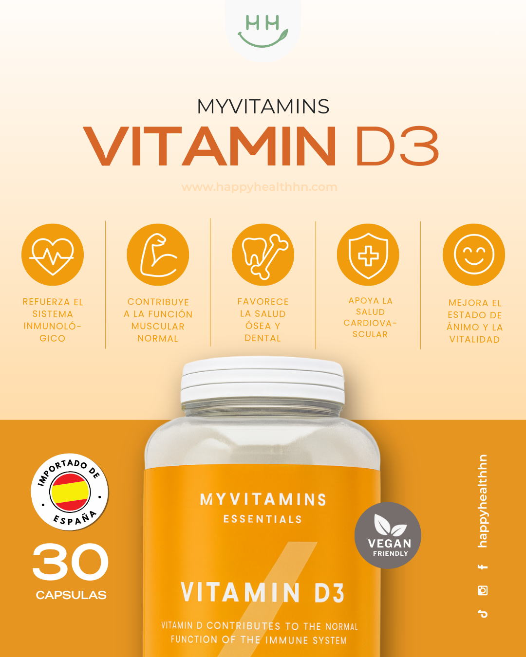 MyVitamins - Vitamina D3 - Apoya Defensas y Salud Ósea - 30 cápsulas blandas