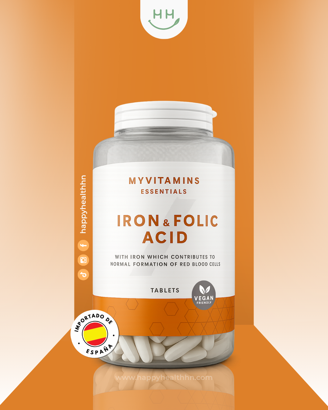 MyVitamins - Hierro + Ácido Fólico – Apoyo a la sangre y al sistema inmunológico - 90 tabletas