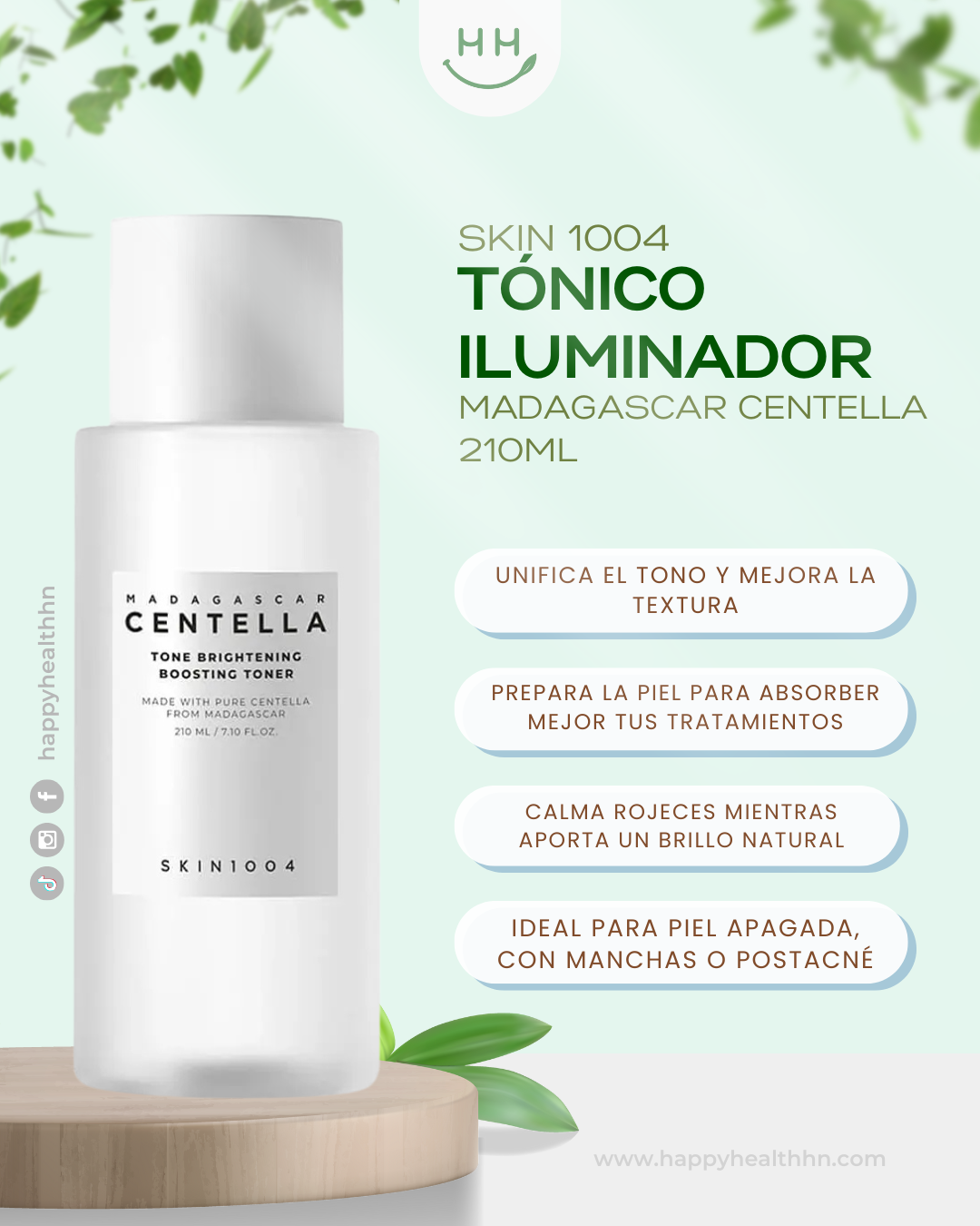Skin 1004 - Tónico Tone Brightening 210ml - Madagascar Centella