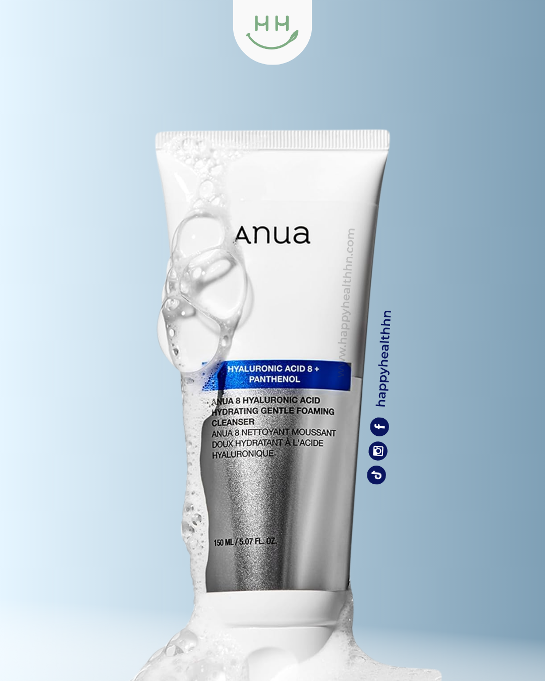 Anua - Limpiador Facial con 8 tipos de Ácido Hialurónico 150ml