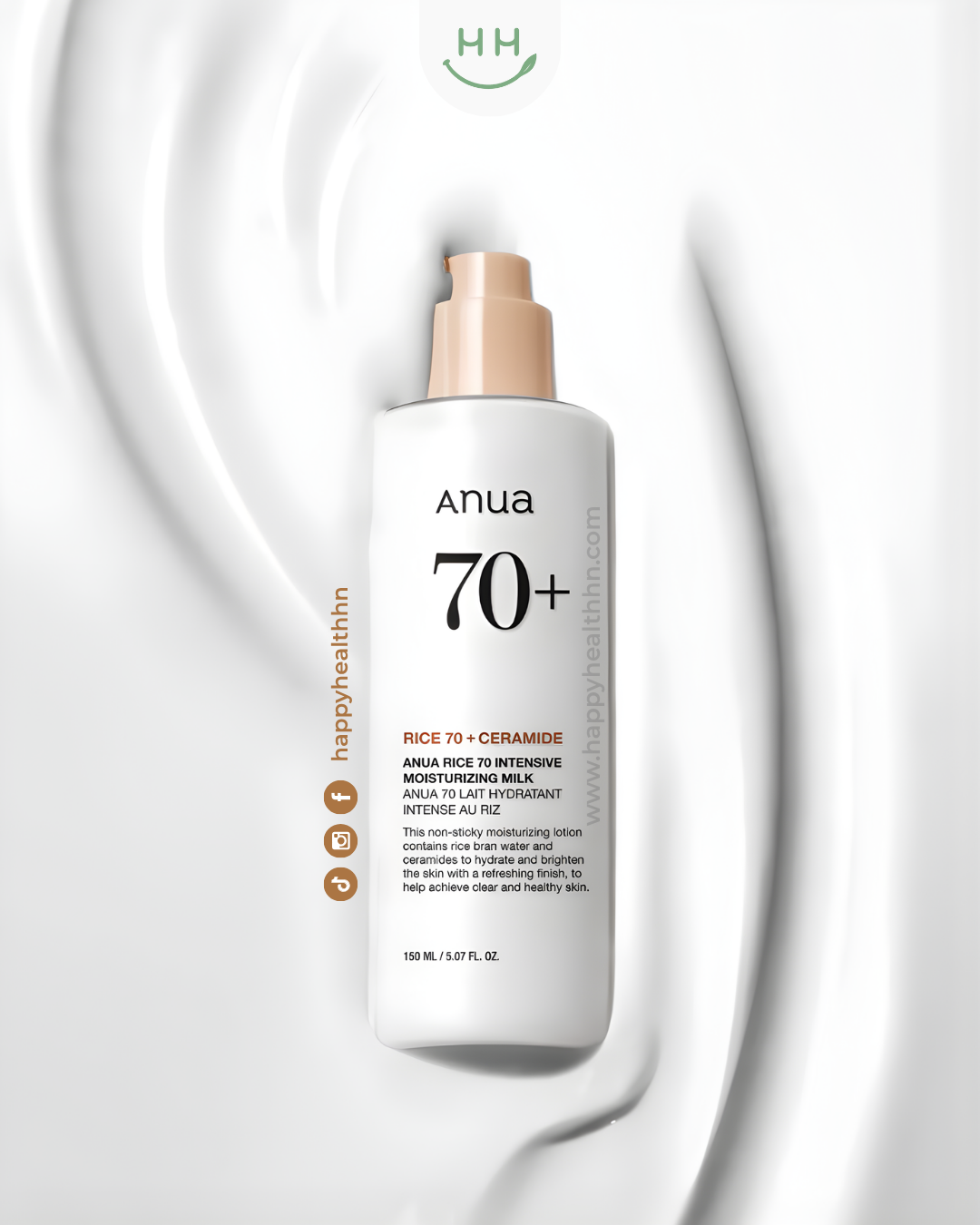 Anua – Emulsión Facial con 70% de Extracto de Arroz para Hidratación Profunda y Mejora del Tono (150ml)