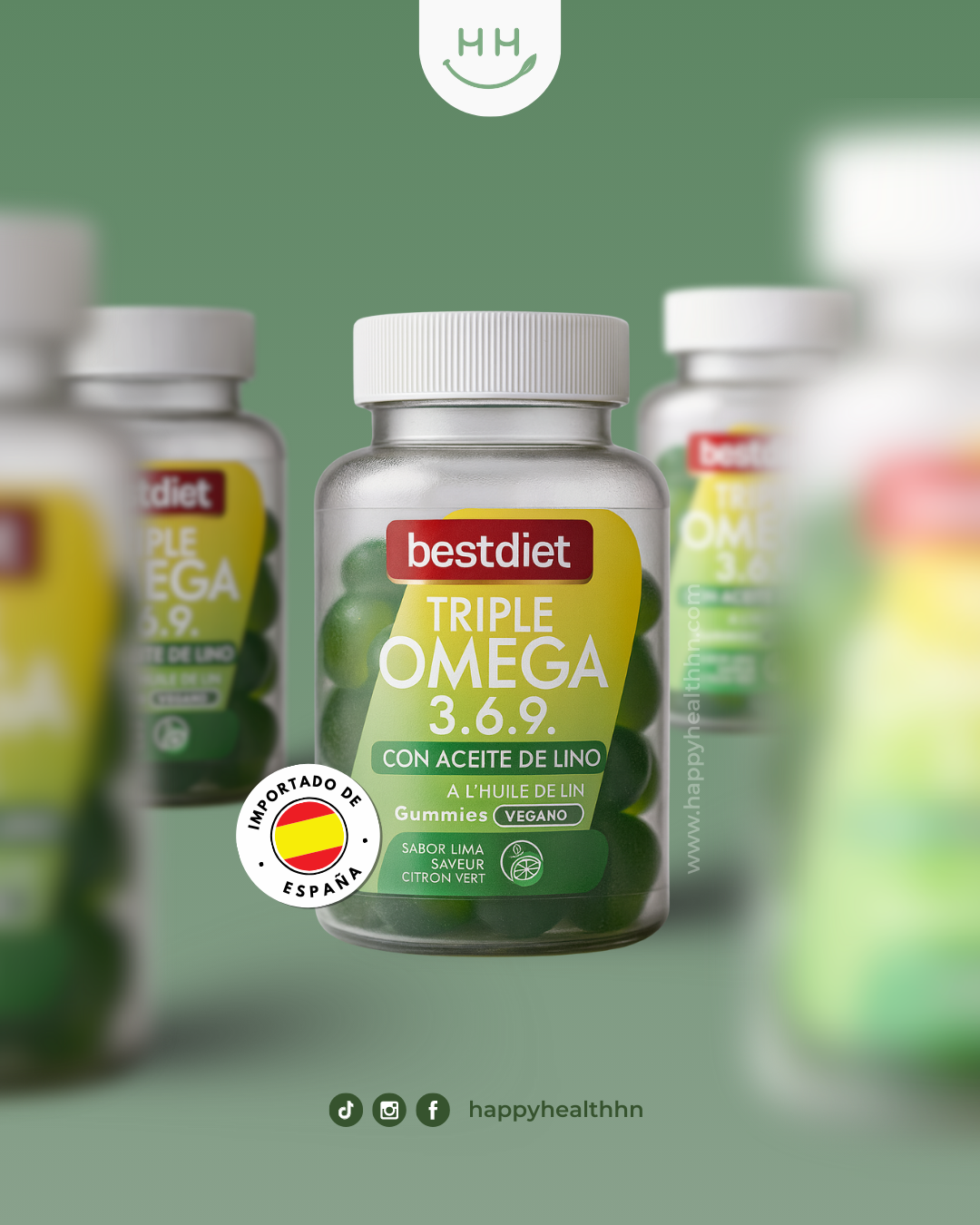Bestdiet – Suplemento de Ácidos Grasos Omega 3-6-9 en Gomitas Veganas (Aceite de Lino + Lima)