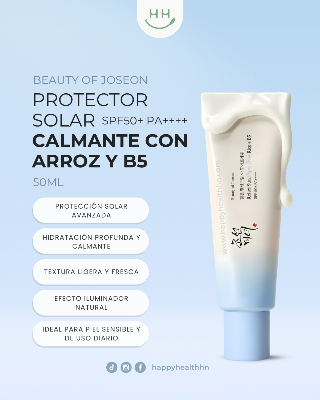 Beauty of Joseon – Protector Solar Ligero e Hidratante con Arroz Coreano y B5 (50ml)
