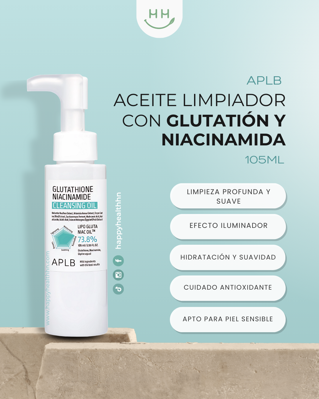 Aceite Limpiador APLB Glutatin + Niacinamida 105ml | HN Happy Health HN Aceite Limpiador APLB Glutatin + Niacinamida 105ml | HN Happy Health HN