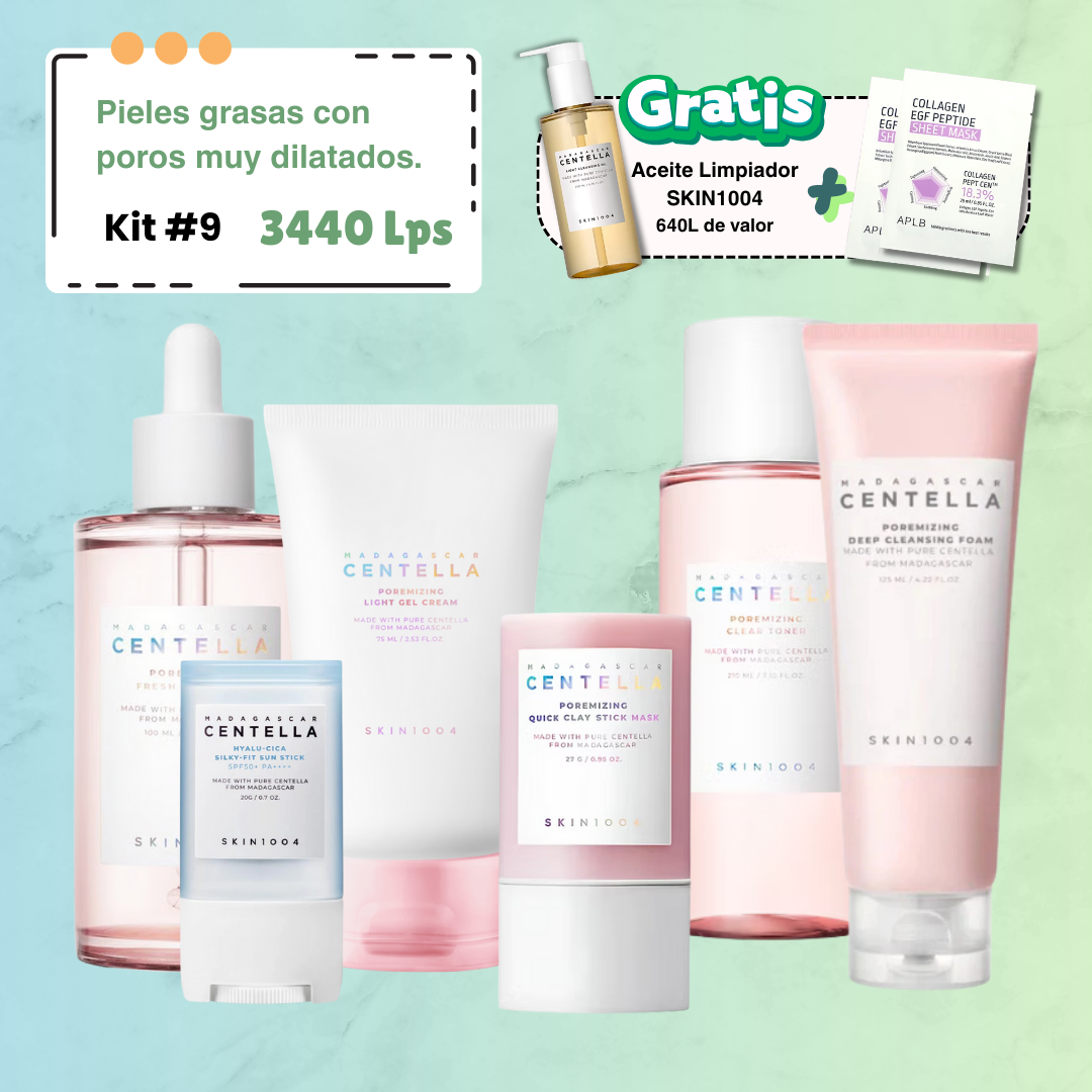 Kit #9 + Aceite Limpiador Gratis - Pieles grasas con poros muy dilatados