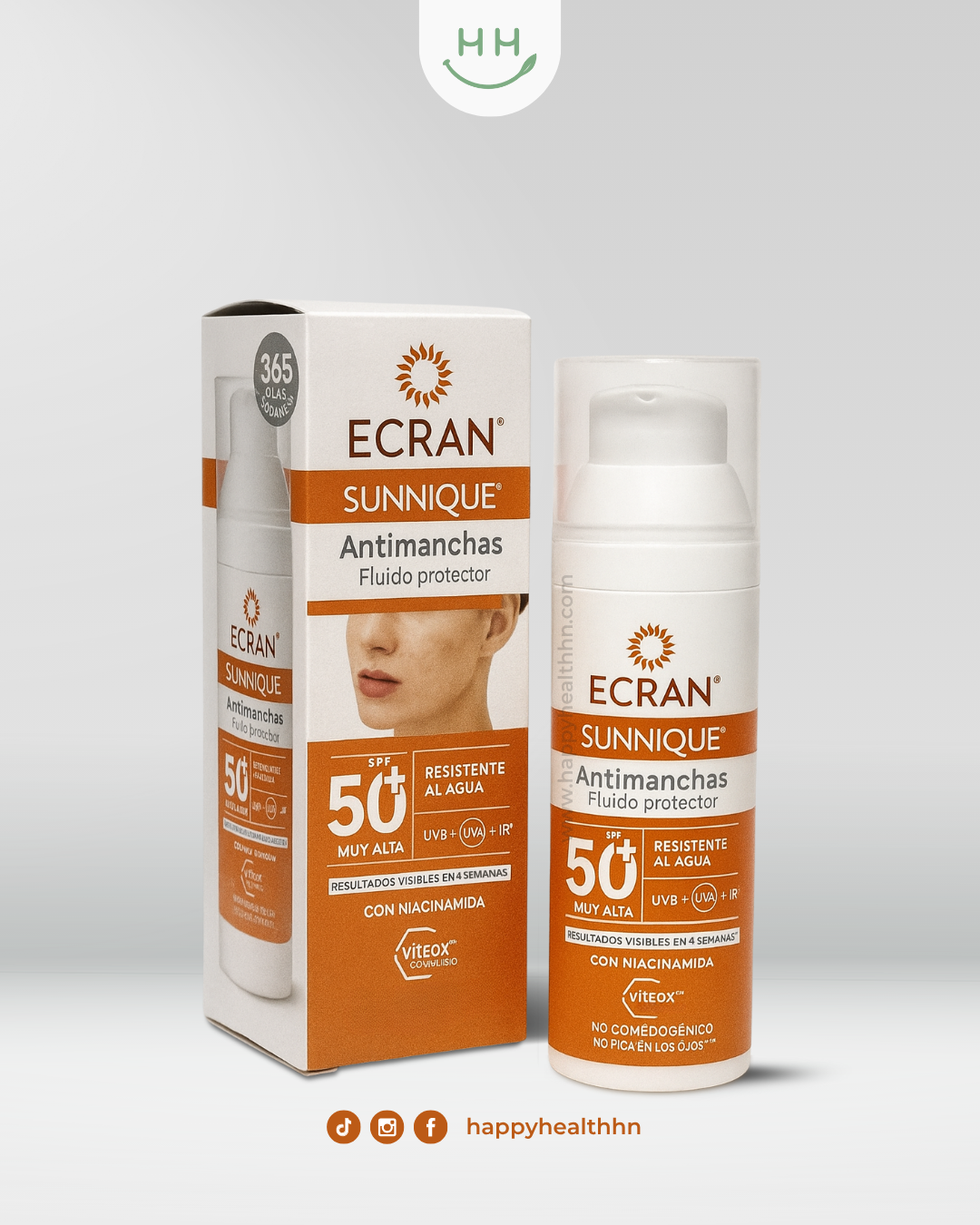 Ecran Sunnique – Protector Solar Facial con Niacinamida y SPF50+ para Prevenir Manchas y Unificar el Tono (50ml)