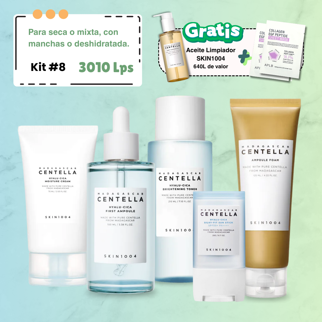 Kit #8 + Aceite Limpiador Gratis - Para piel sensible, seca o mixta, tono apagado, manchas o piel deshidratada