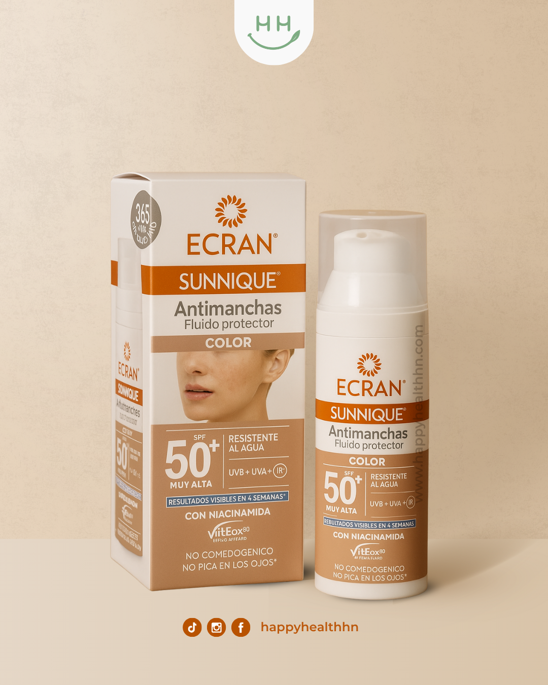 Ecran – Protector Solar con Color para Prevenir y Corregir Manchas SPF50+