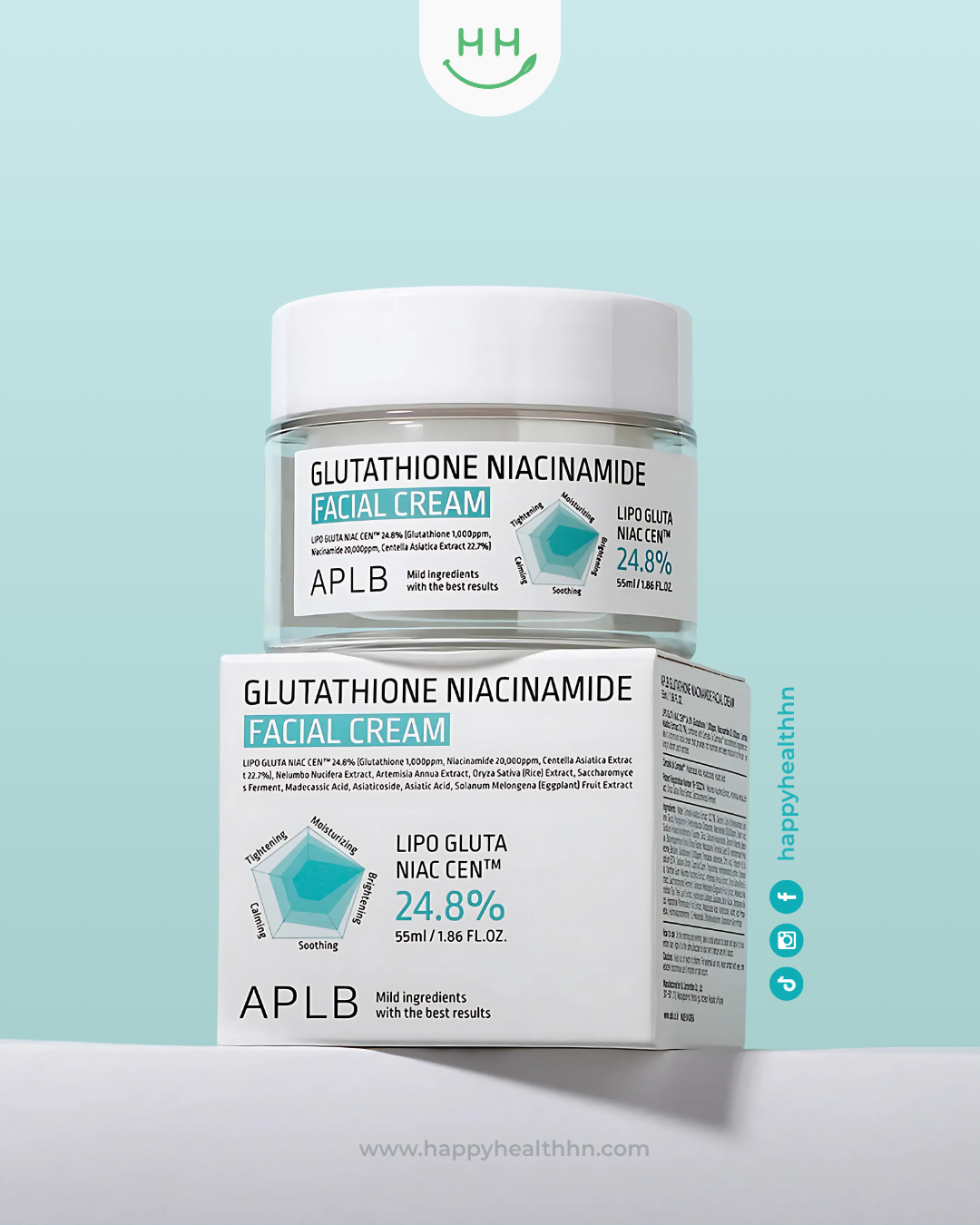 APLB - Crema Facial Iluminadora con Glutatión y Niacinamida 55ml