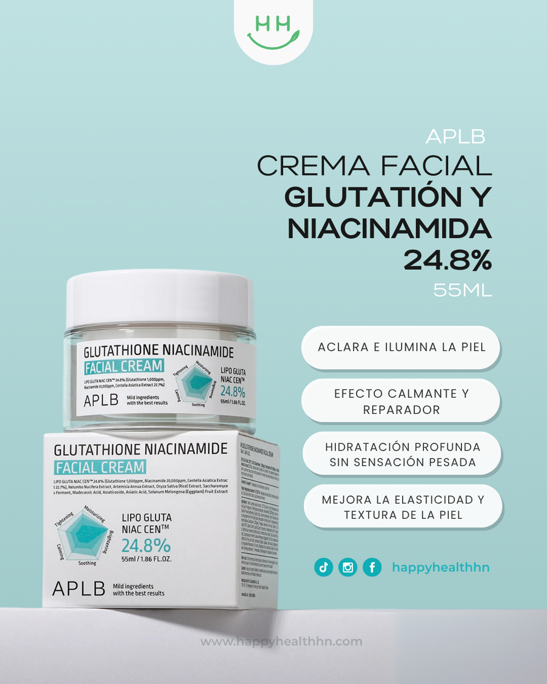 APLB - Crema Facial Iluminadora con Glutatión y Niacinamida 55ml