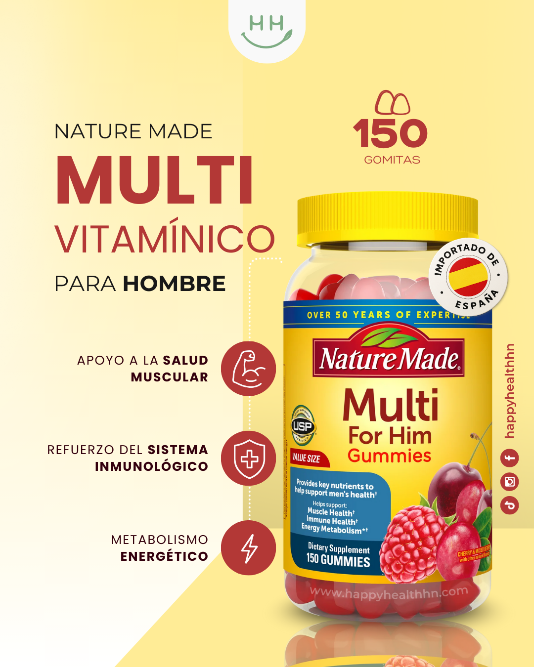 Nature Made - Gomitas multivitamínicas para hombre, apoyo al metabolismo energético (150 gomitas)