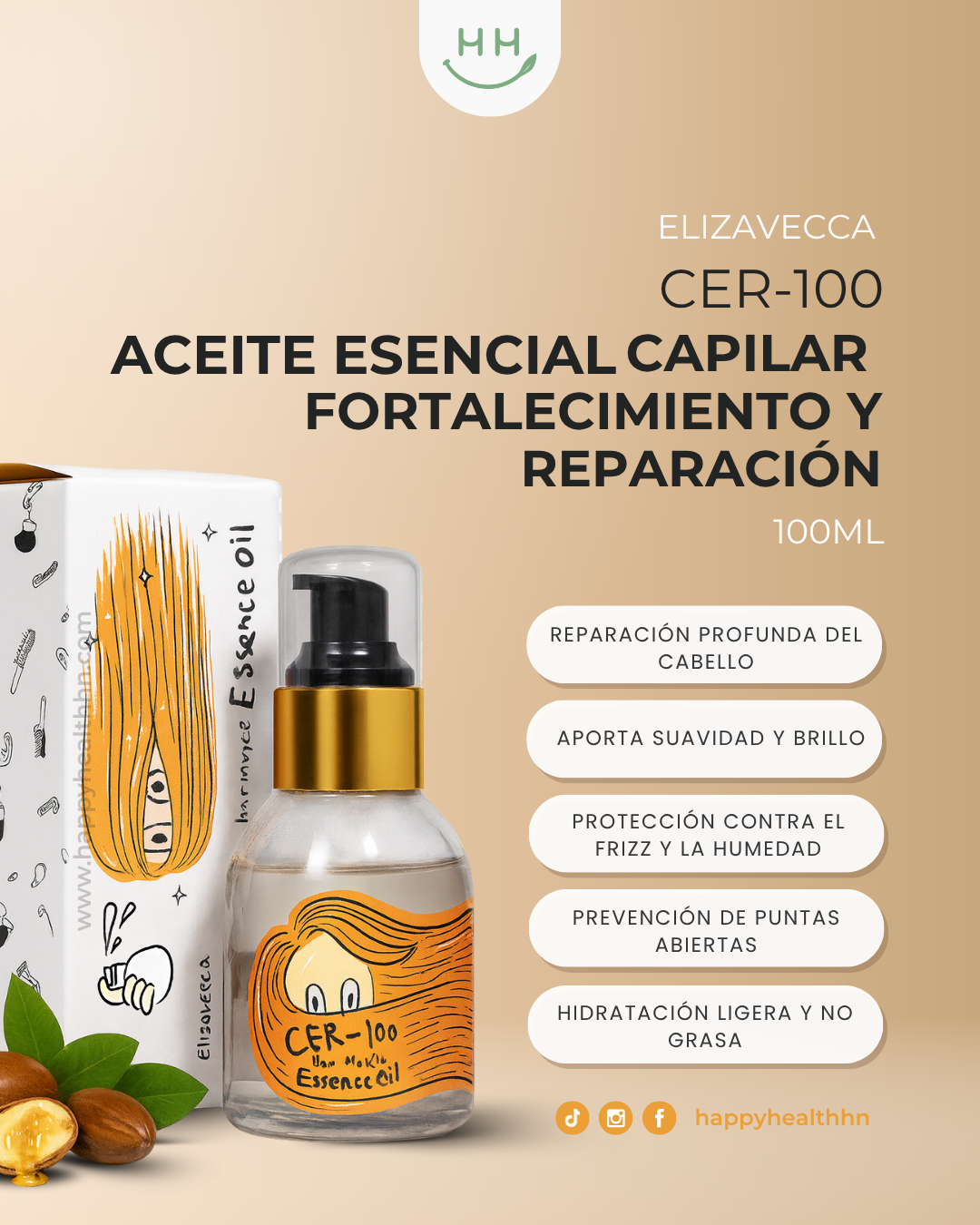 Elizavecca - Aceite Esencial Capilar para Reparación y Fortalecimiento (100ml)