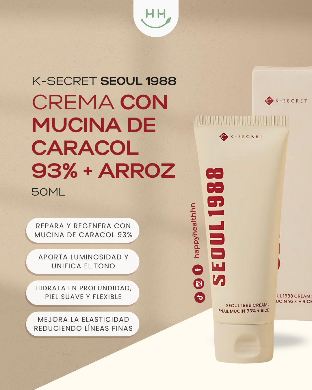 KSECRET - Crema SEOUL 1988: Mucina de Caracól 93% + Arroz