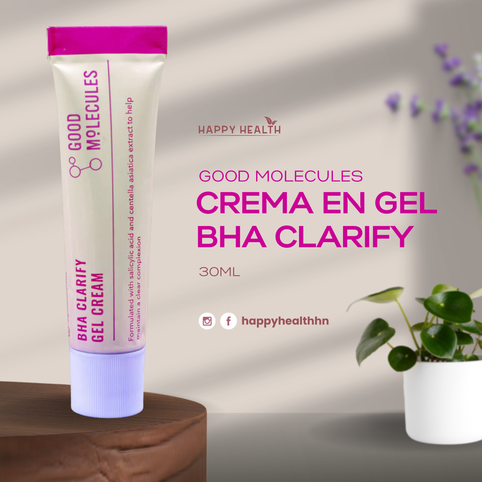 Good Molecules - Crema de gel clarificante; con ácido salicílico, té verde y extracto de Gotu kola