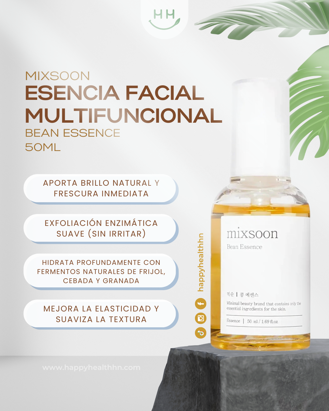 Mixsoon Bean Essence textura exfoliante hidratante. Honduras.