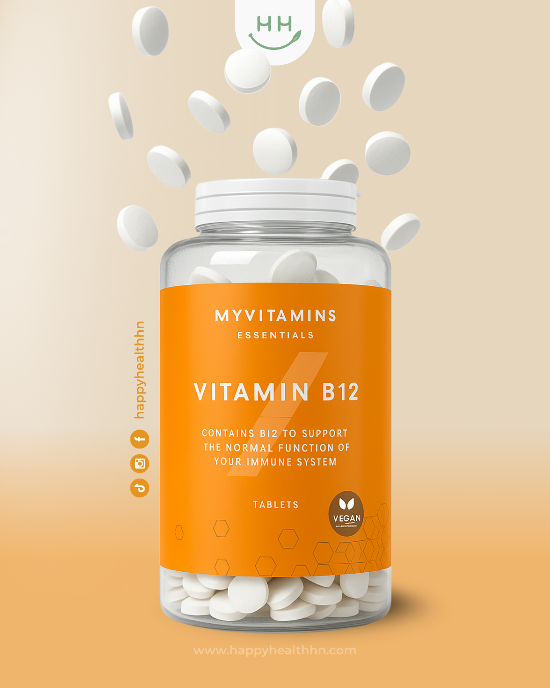 MyVitamins - Vitamina B12 Vegana para Apoyo Inmunológico y Vitalidad - 60 tabletas