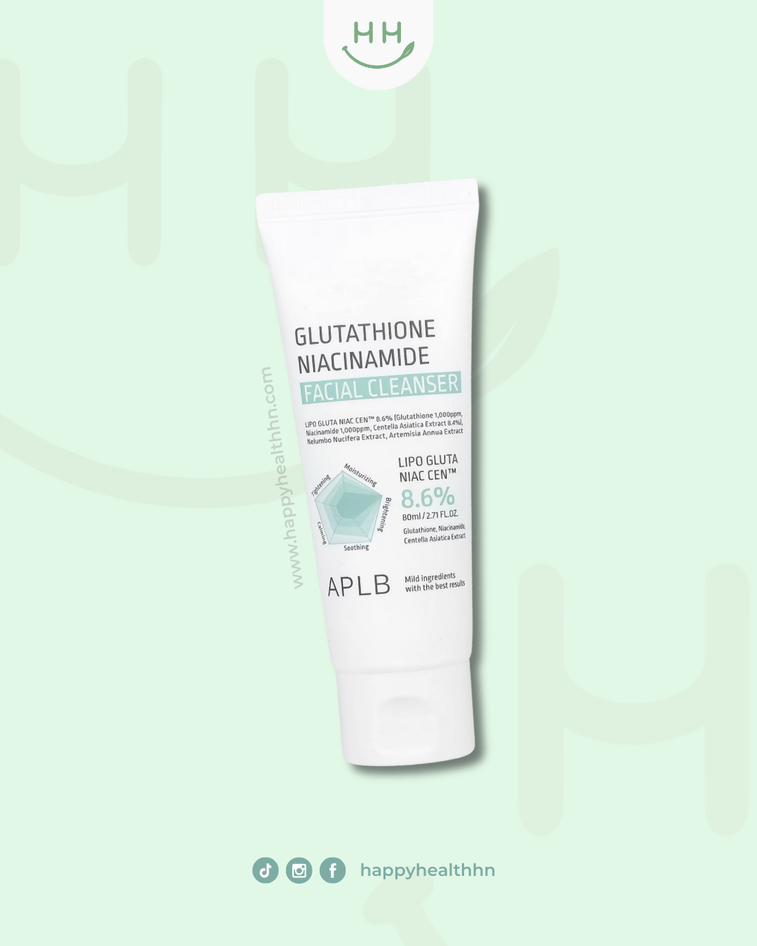 APLB Glutathione Niacinamide Facial Cleanser limpiador facial iluminador 80ml