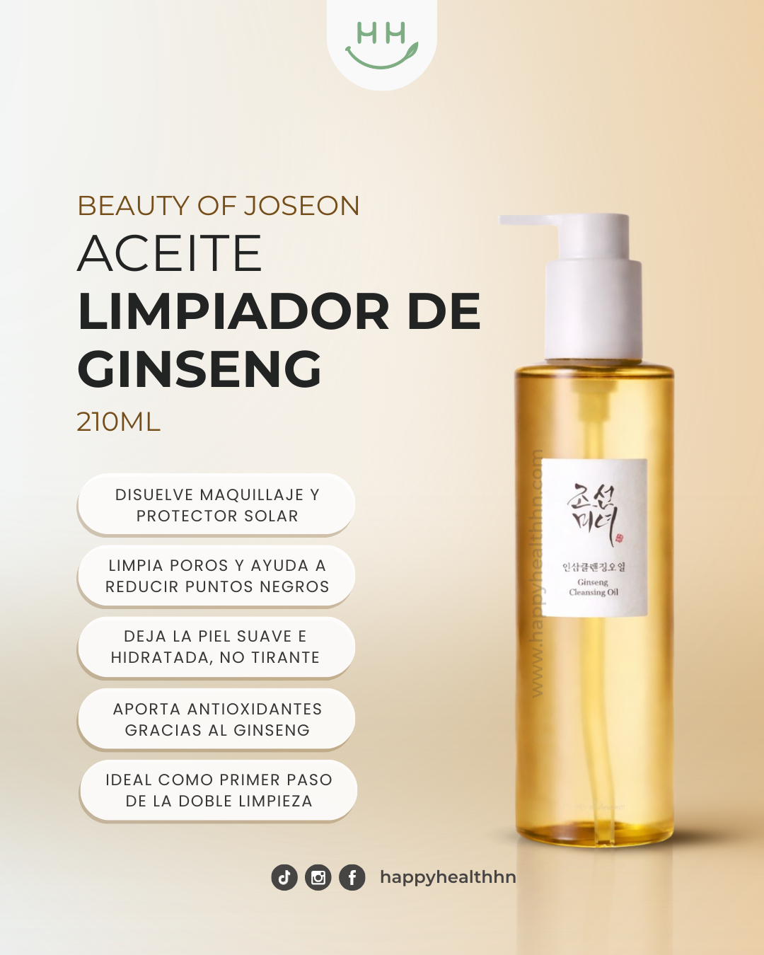 Aceite limpiador Beauty of Joseon con extracto de ginseng para doble limpieza facial
