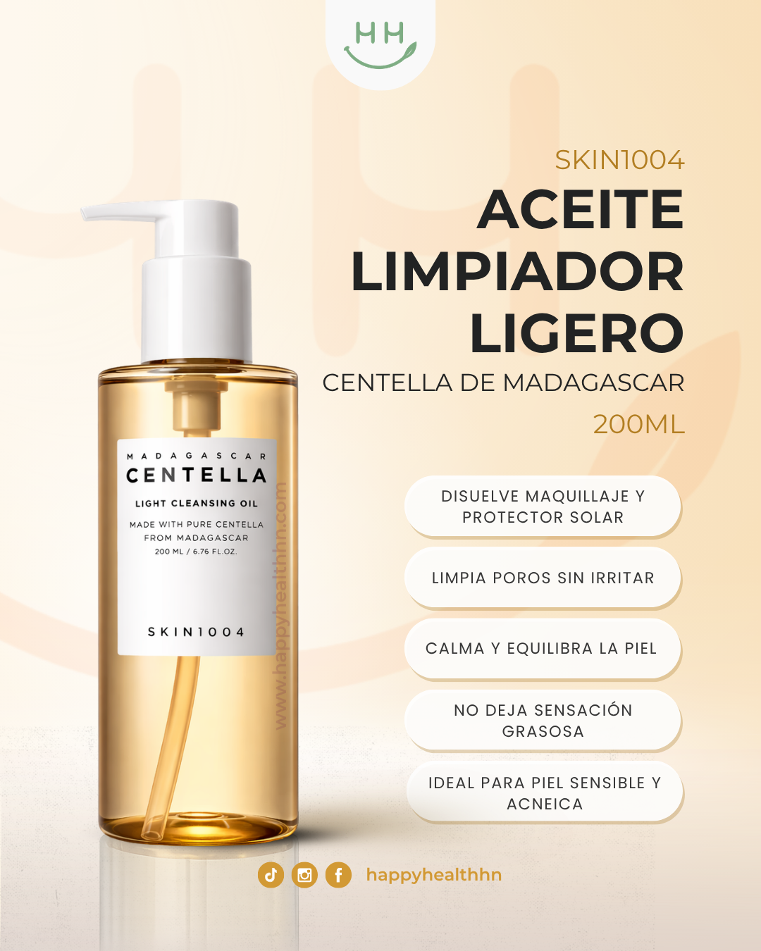 Aceite limpiador SKIN1004 centella jojoba oliva girasol desmaquillante coreano