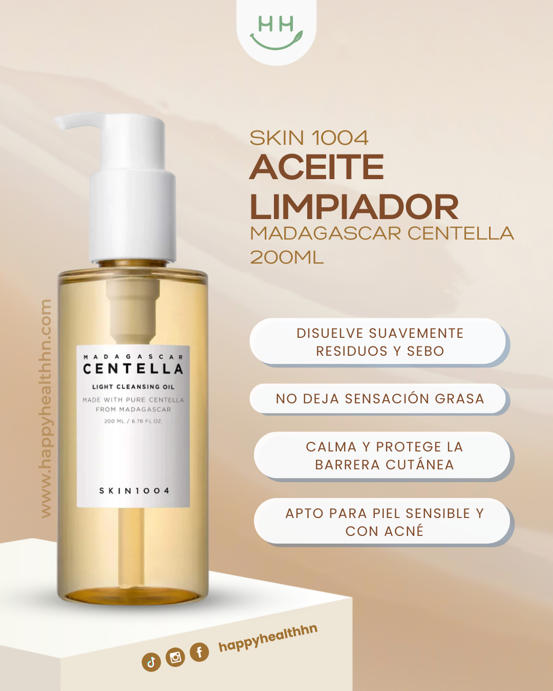 Producto SKIN1004 aceite facial desmaquillante ideal para pieles sensibles y rutina K-Beauty.