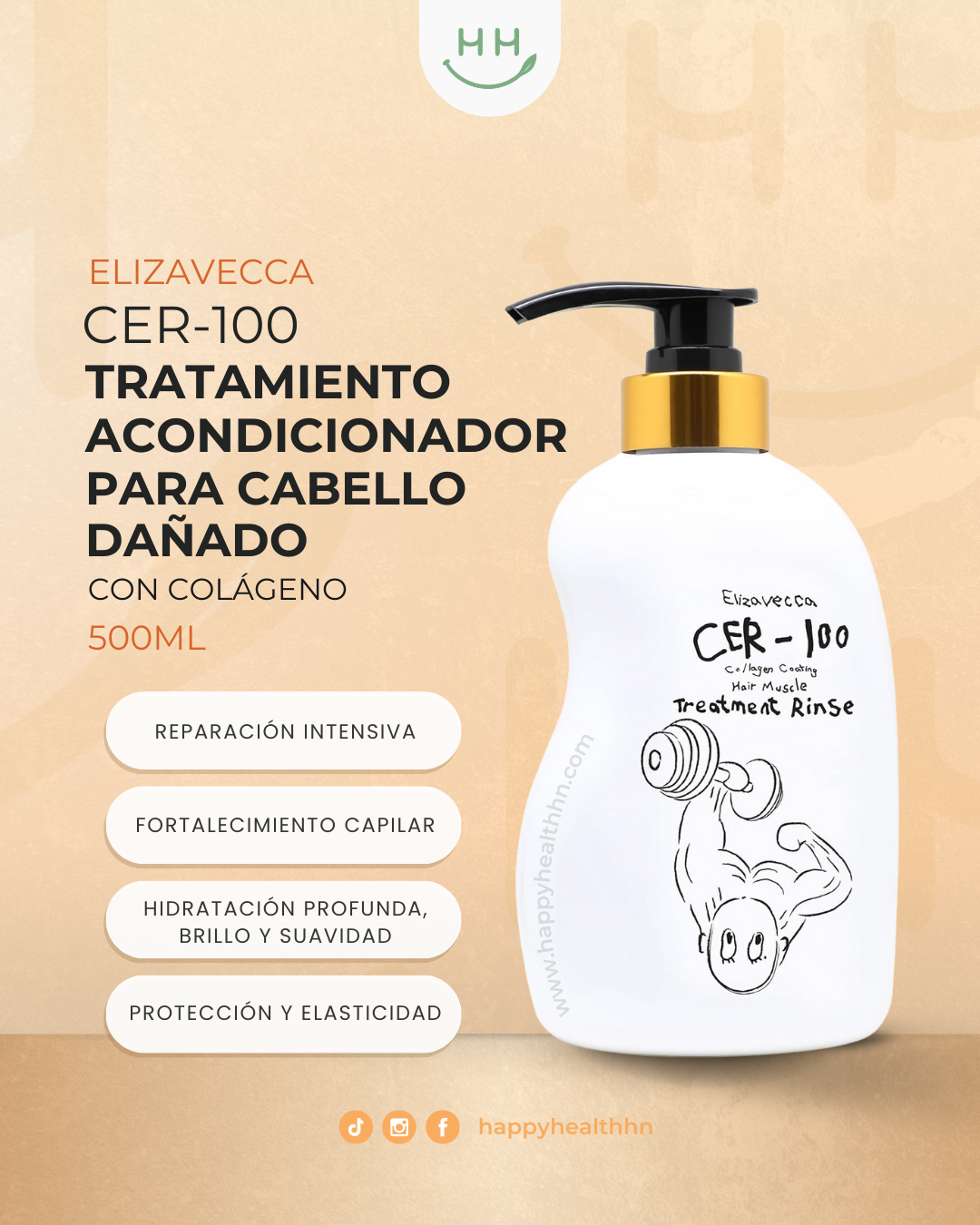 Acondicionador Elizavecca Hair Muscle colágeno tratante fortalecedor cabello dañado