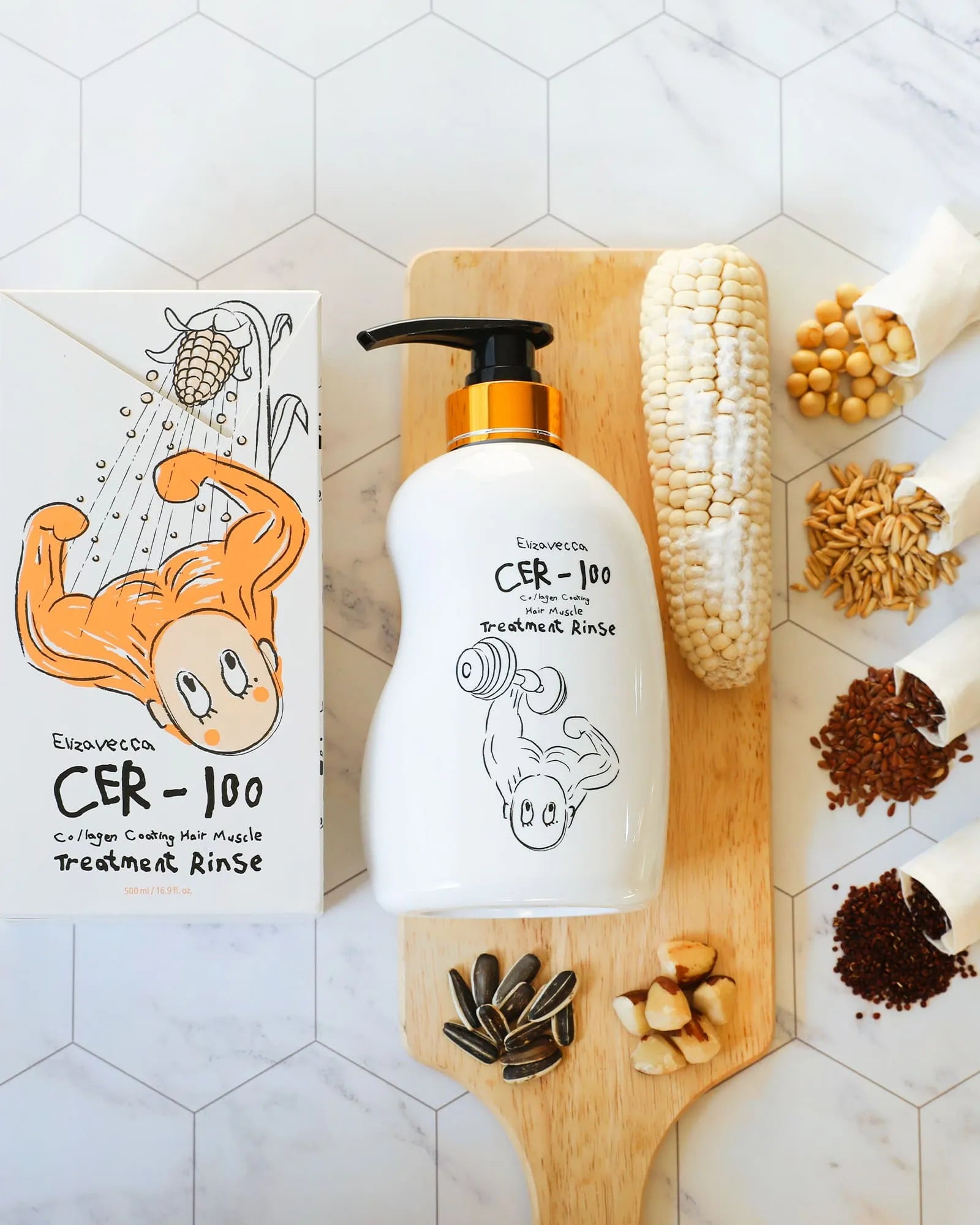 Acondicionador reparador con colágeno Elizavecca CER-100 para cabello dañado 500ml