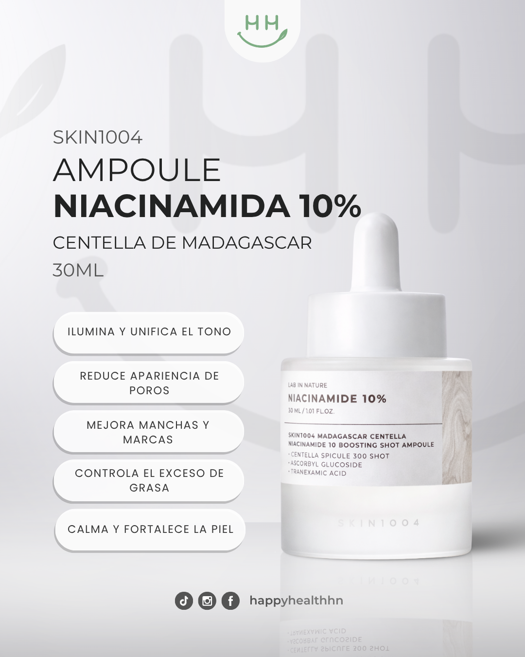 Ampolla coreana SKIN1004 Niacinamide 10% con micro-espículas para poros y tono uniforme