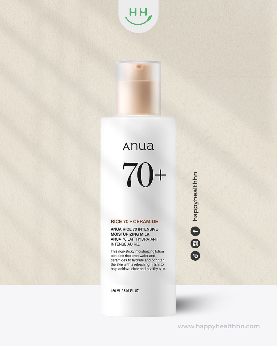 Anua Rice 70 Intensive Moisturizing Milk emulsión ligera con extracto de arroz 150ml
