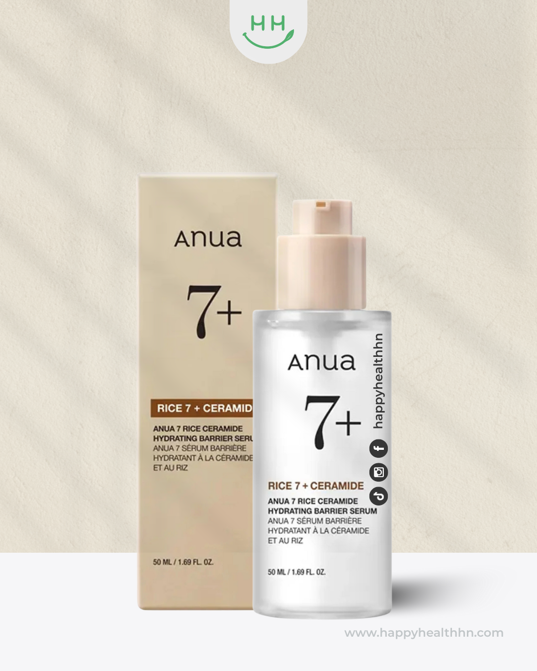 Anua Rice 7 Ceramide Hydrating Barrier Serum 50ml – sérum coreano con arroz y ceramidas para hidratar y fortalecer la piel