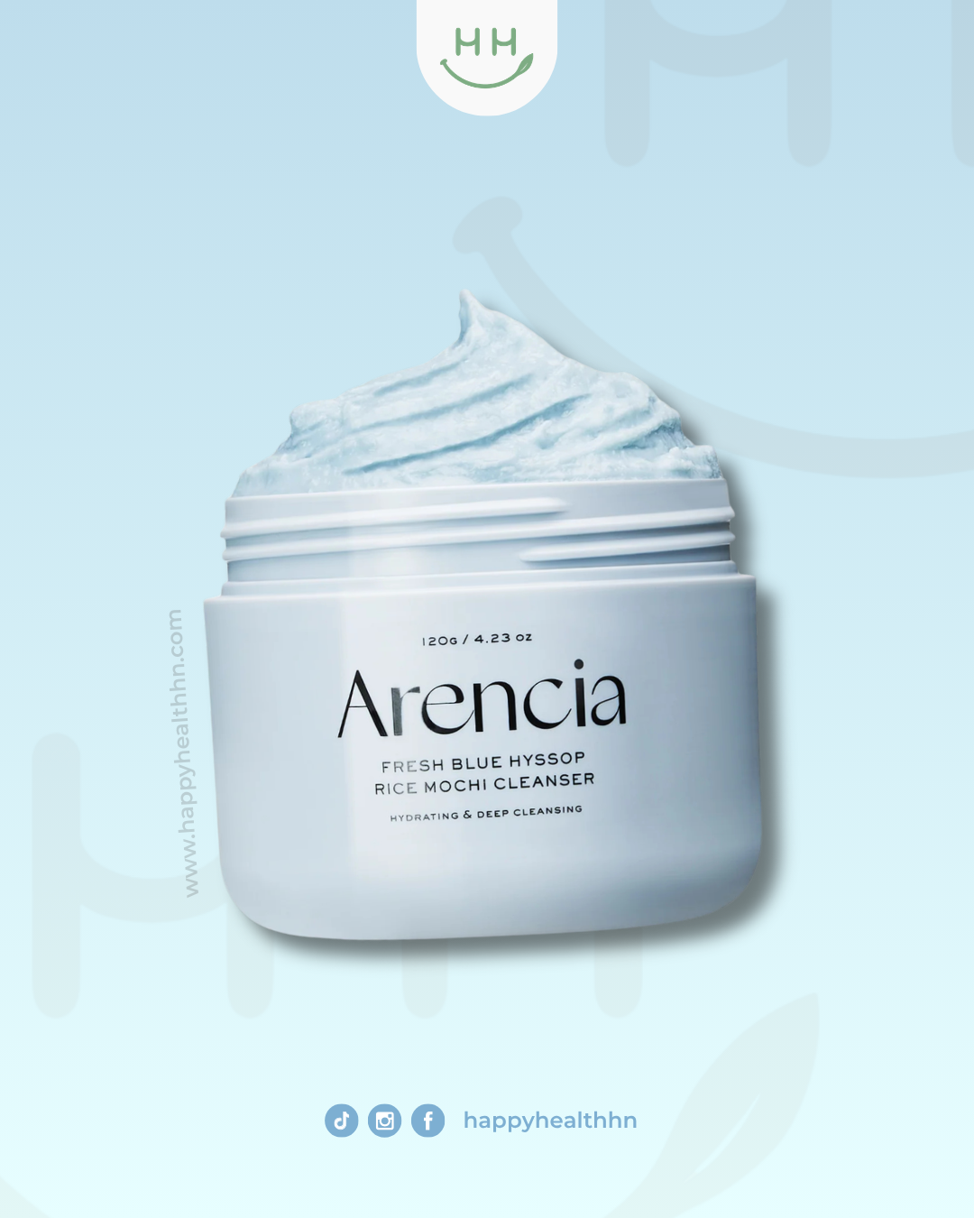 Arencia Fresh Blue Hyssop Rice Mochi Cleanser limpiador facial coreano con textura mochi para piel grasa