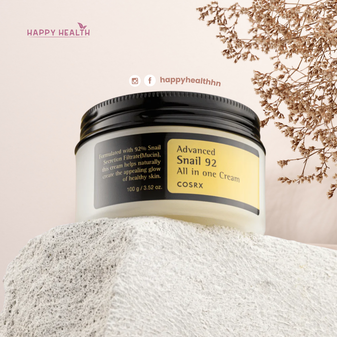 Crema COSRX Advanced Snail 92 sobre fondo claro – hidratante coreano regenerador.