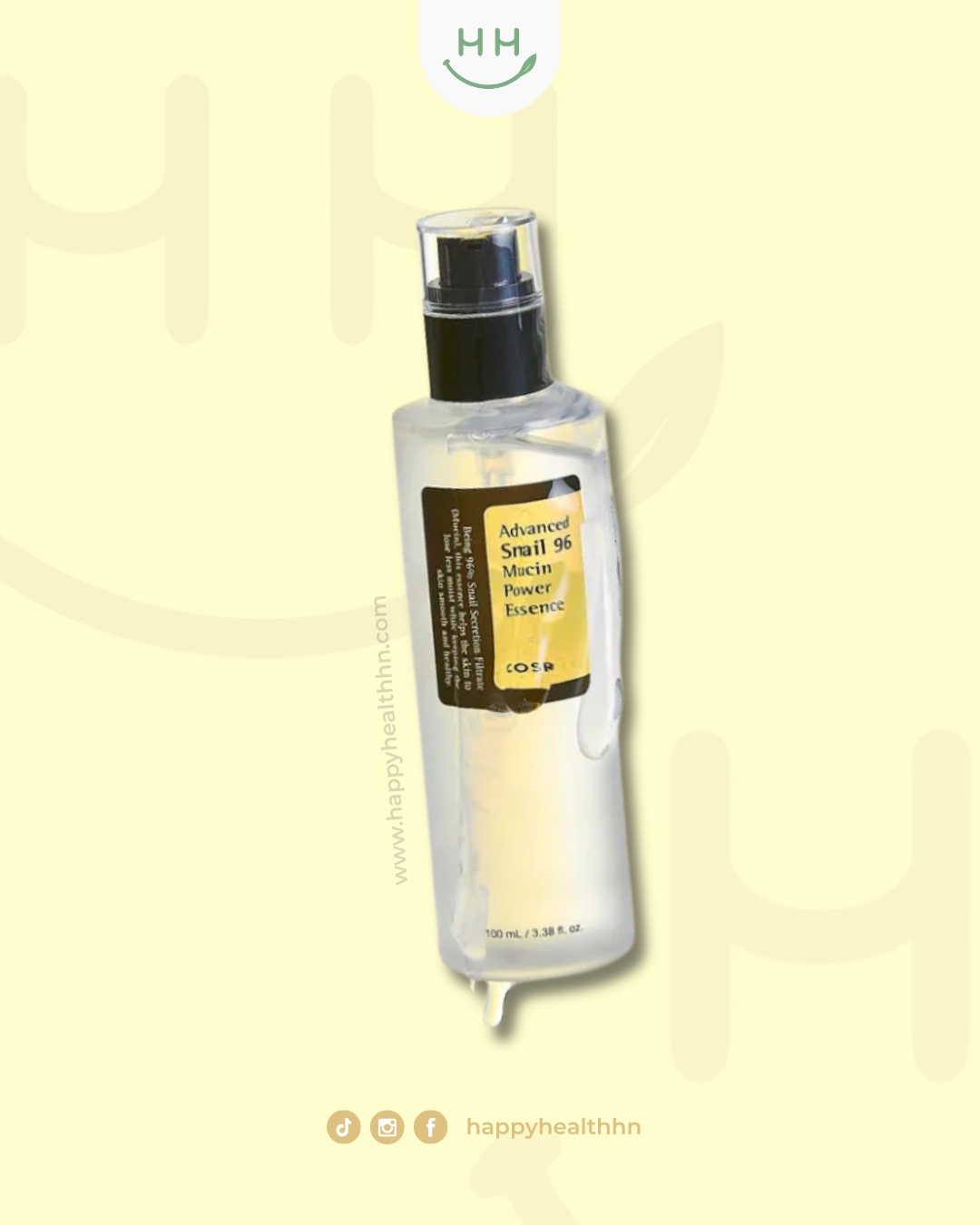 COSRX Advanced Snail 96 Mucin Power Essence sobre fondo natural — esencia coreana regeneradora con mucina de caracol