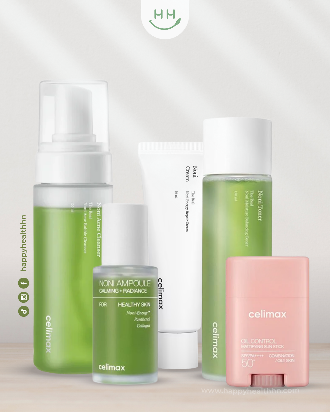 Celimax Kit Completo Noni Energy 5 productos rutina skincare coreano con tónico limpiador ampoule crema protector solar SPF50