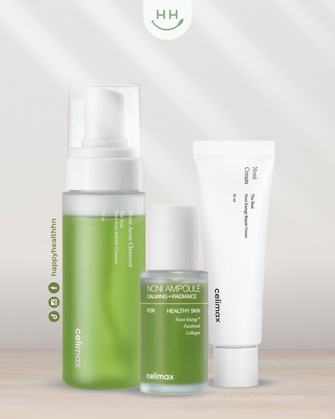 Celimax Trío Noni Energy kit completo coreano con limpiador ampoule y crema reparadora con extracto de Noni