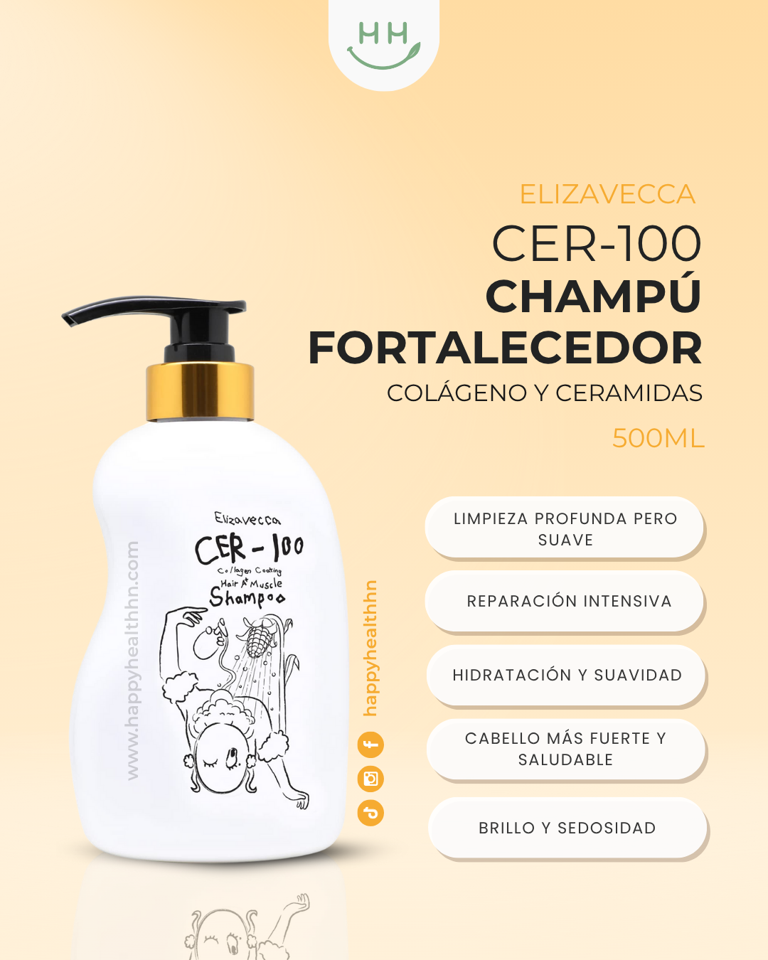 Champu Elizavecca Hair Muscle colageno reparador cabello dañado sin sulfatos