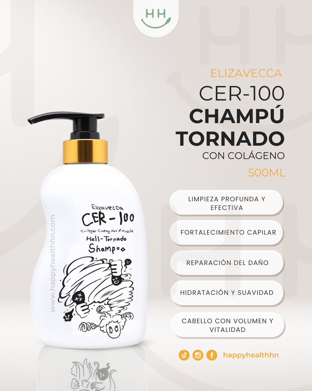 Champú Elizavecca Hell-Tornado CER-100 limpieza extrema acumulación productos