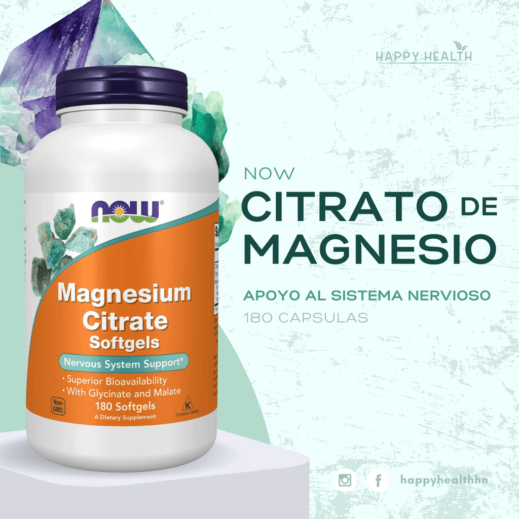NOW Magnesium Citrate 120 cápsulas - suplemento premium para bienestar nervioso y muscular