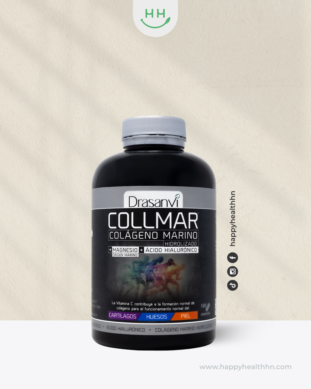 Collmar Drasanvi Colágeno Marino Hidrolizado con Magnesio y Ácido Hialurónico suplemento 180 comprimidos