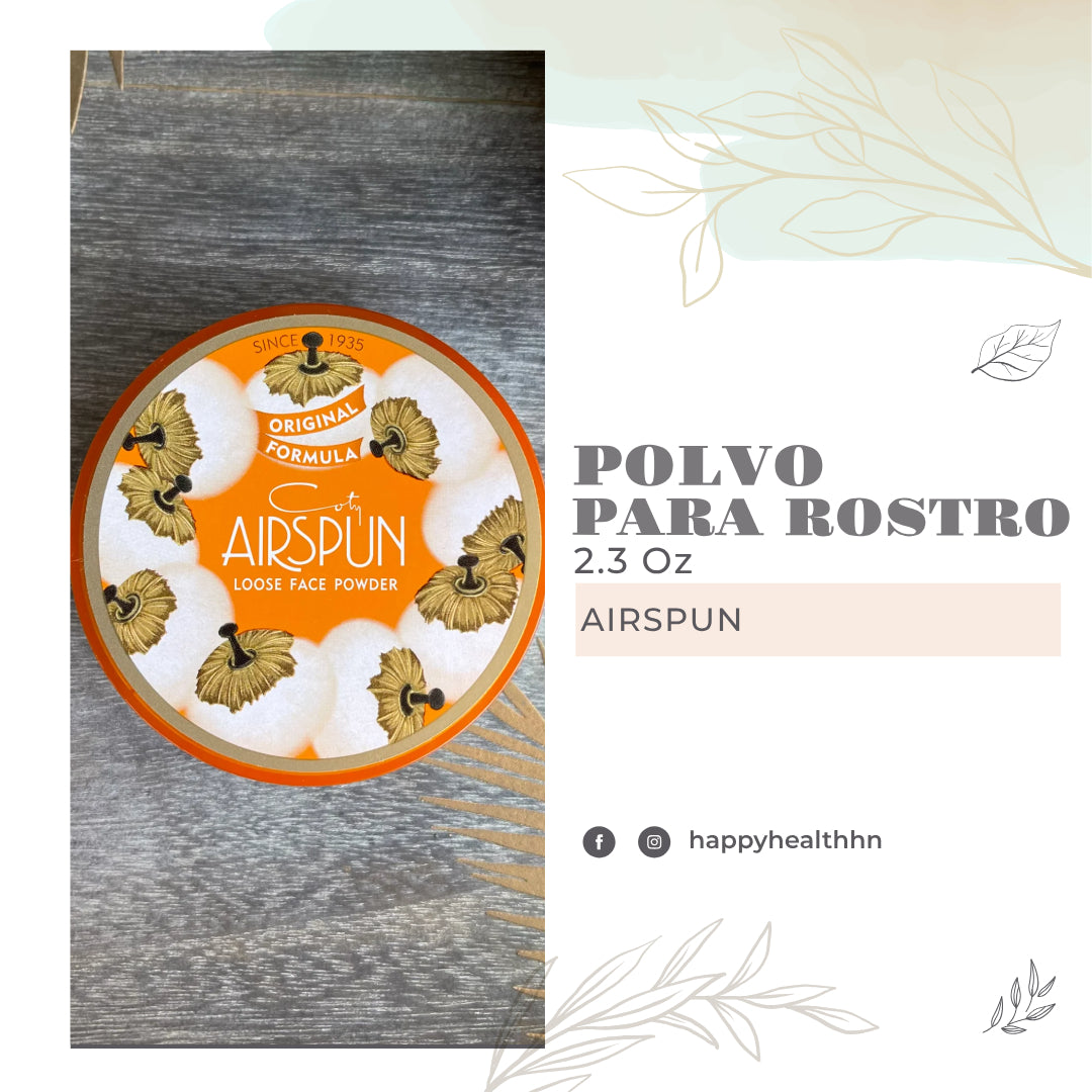 Polvo suelto Airspun ideal para controlar el brillo del rostro.