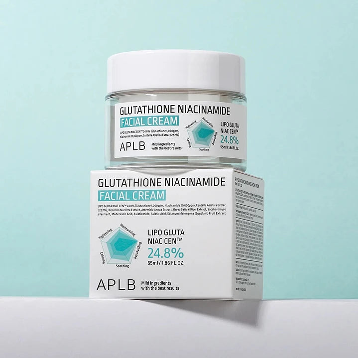 Crema APLB con Glutatión y Niacinamida para iluminar y unificar el tono facial