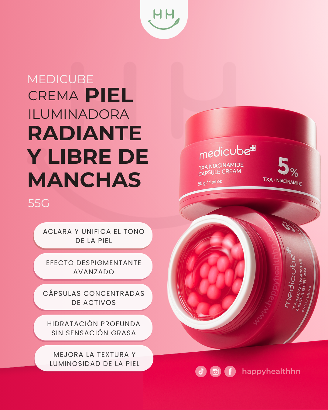 Crema Medicube TXA Niacinamida encapsulada manchas oscuras unificador tono 55g