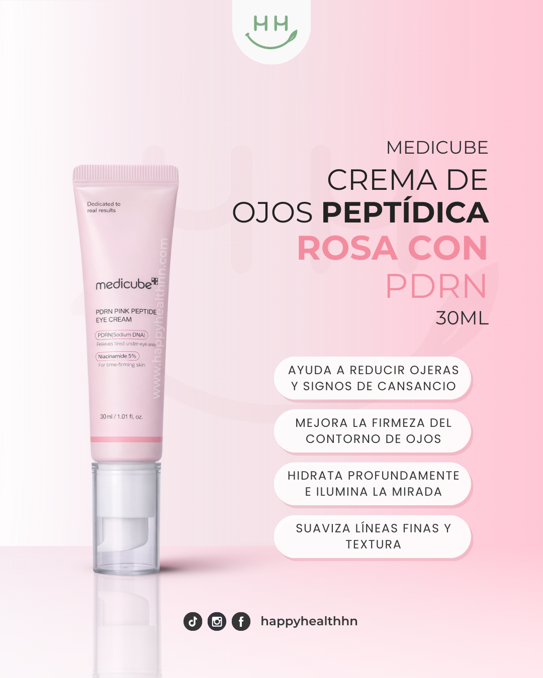 Crema para ojeras Medicube rosa con PDRN y 5 péptidos anti-edad coreana
